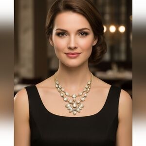 RW&CO Double Strand Golden Crystal Necklace